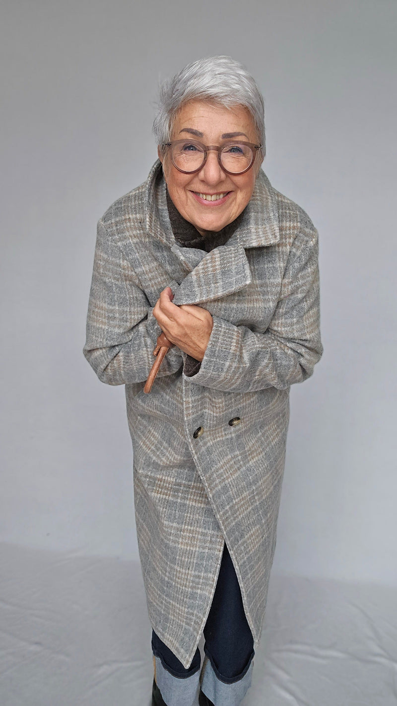 Cero Etage Kåpe Etage- Wool Coat Long Rutete kunstkolonialen