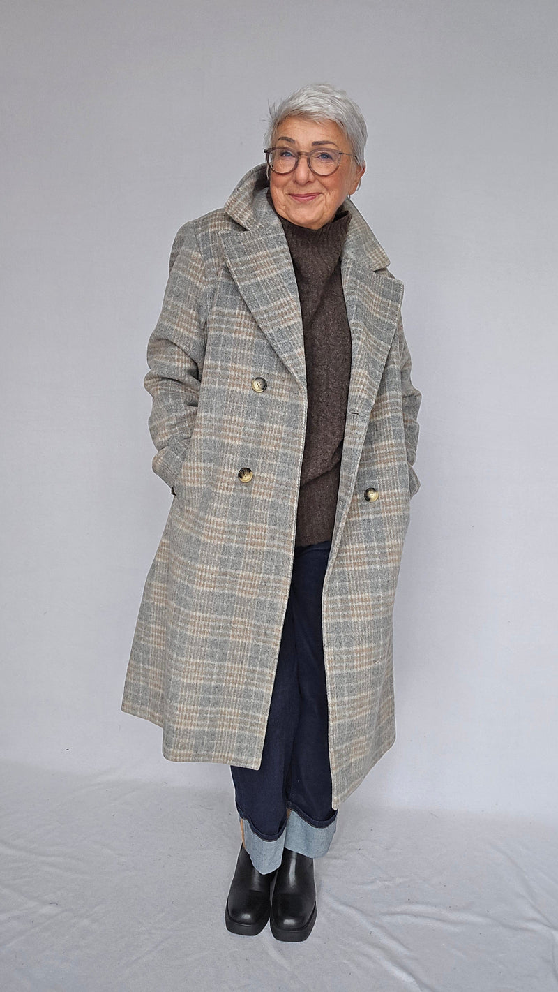Cero Etage Kåpe Etage- Wool Coat Long Rutete kunstkolonialen