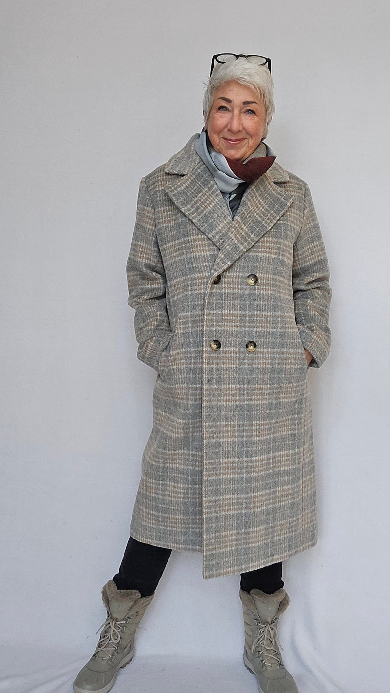 Cero Etage Kåpe Etage- Wool Coat Long Rutete kunstkolonialen