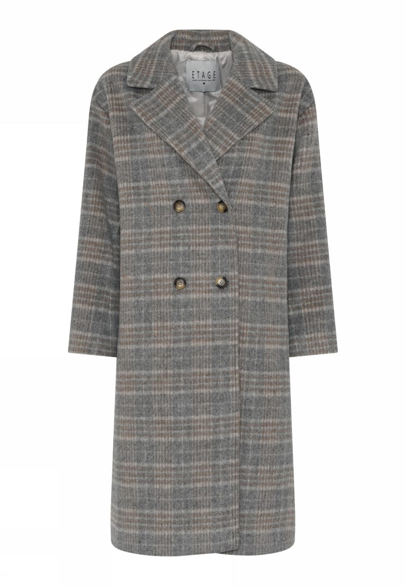 Cero Etage Kåpe S Etage- Wool Coat Long Rutete kunstkolonialen