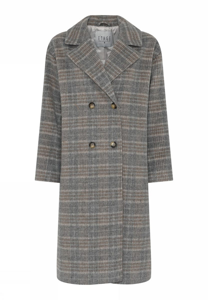Cero Etage Kåpe S Etage- Wool Coat Long Rutete kunstkolonialen
