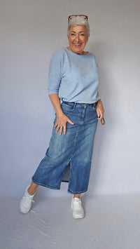 Cero Etage Skjørt 36 / Lys denim m/splitt foran CRO- Denim skirt m/splitt foran kunstkolonialen