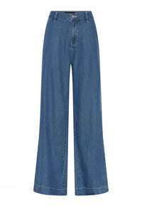 CRO Bukse 34 / Blue denim CRO- Wide pants i Lyocell kunstkolonialen
