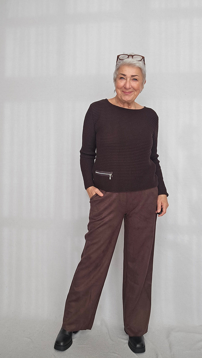 CRO Bukse 36 / Dark Brown CRO- Bukse i semsket look kunstkolonialen