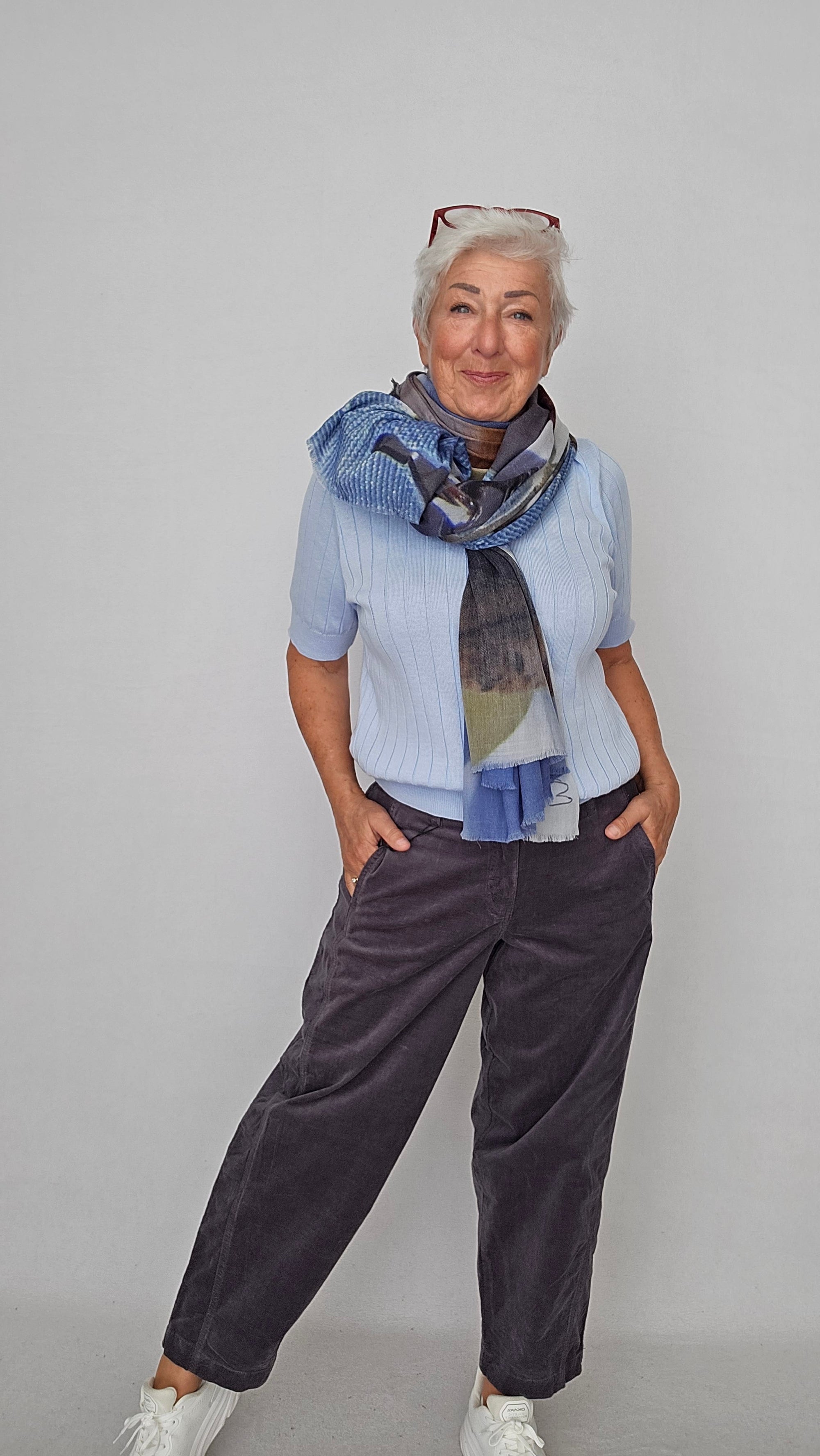 CRO Bukse Steel blue / 34 CRO- Carla barrel bukse i babycord kunstkolonialen