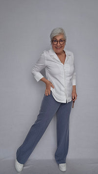 CRO Bukser Blue Pin / 36 CRO- Dressbukse med vide ben kunstkolonialen