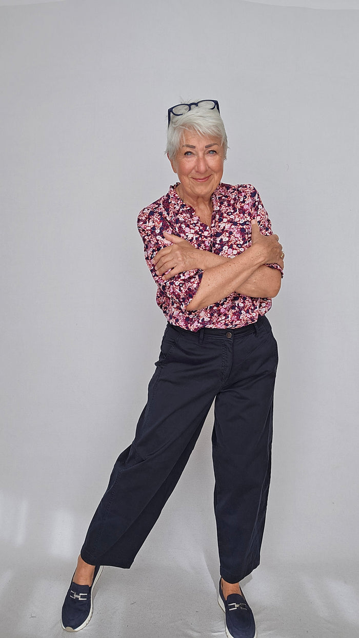 CRO Bukser Marine blue / 36 CRO- Barrel pants i bomull kunstkolonialen