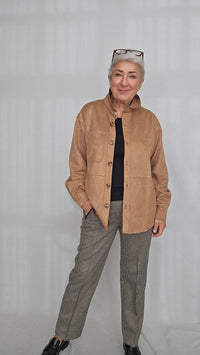 CRO Skjorte S / Camel CRO- Skjorte i semsket look kunstkolonialen