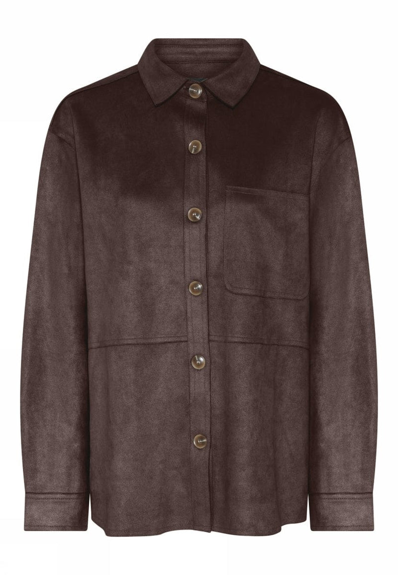 CRO Skjorte S / Dark Brown CRO- Skjorte i semsket look kunstkolonialen