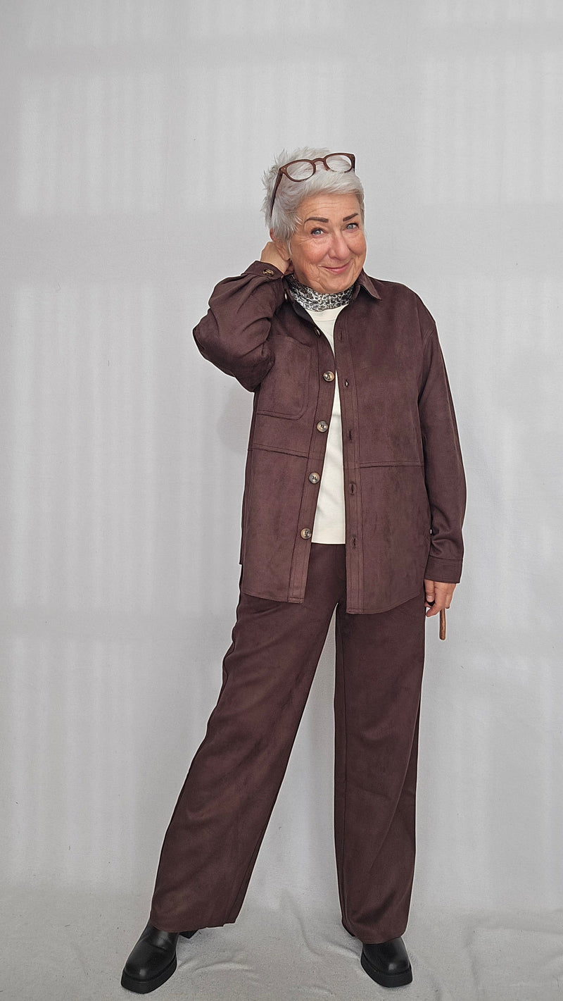 CRO Skjorte S / Dark Brown CRO- Skjorte i semsket look kunstkolonialen