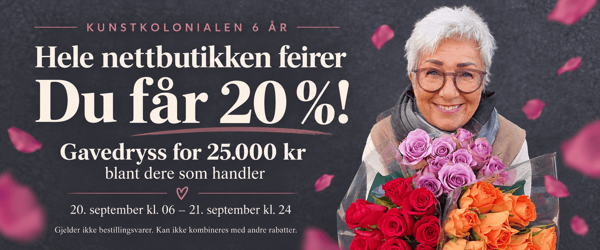 Kunstkolonialen 6 år – jubileumstilbud 20.–21. september, liggende banner.