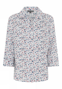 Lundgaard Bluse Blue leaf / 34 Lundgaard- Bluse m/print kunstkolonialen