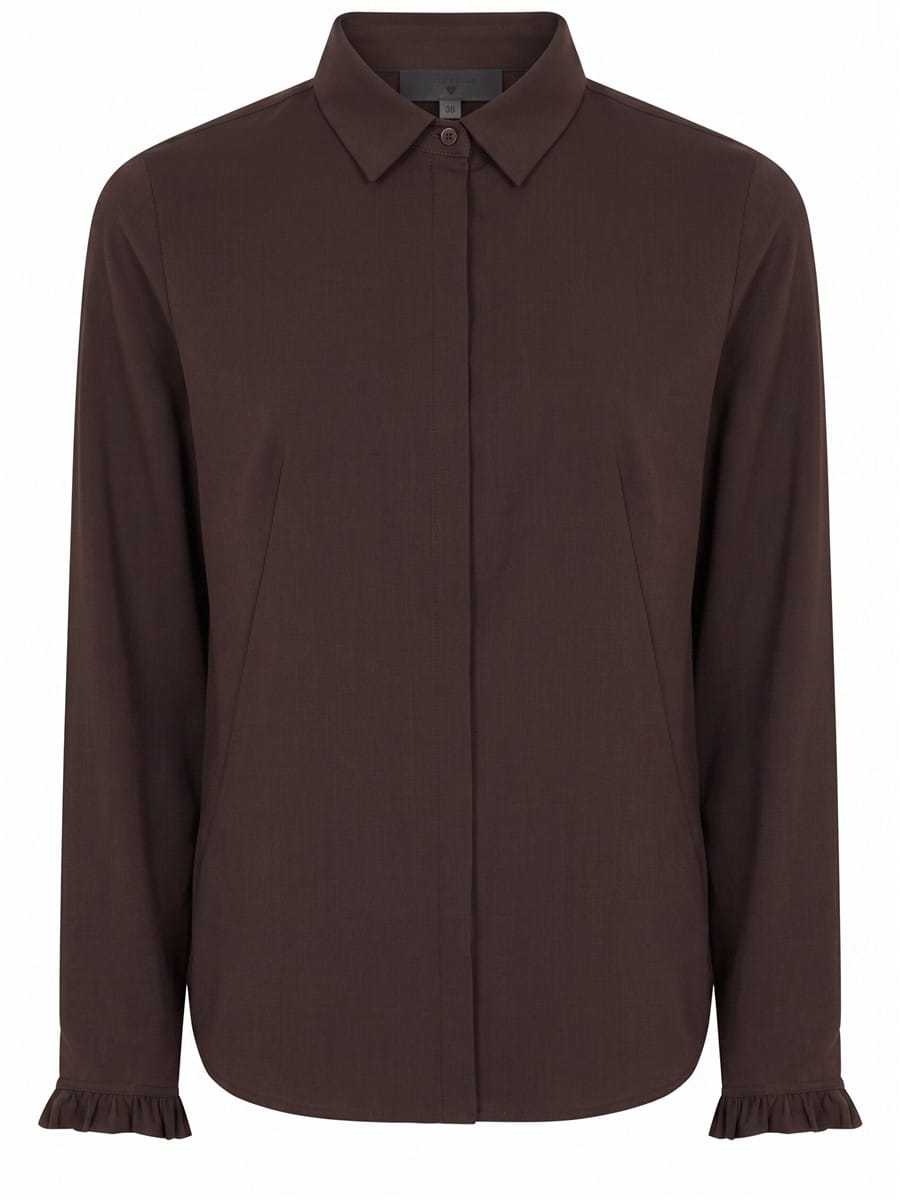 Lundgaard Bluse Brown / 34 Lundgaard- Pen bluse med god stretch,og rysjer på mansjetten kunstkolonialen
