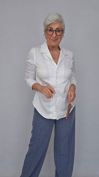 Lundgaard Bluse Hvit / 34 Lundgaard- Bluse med 3/4 arm kunstkolonialen