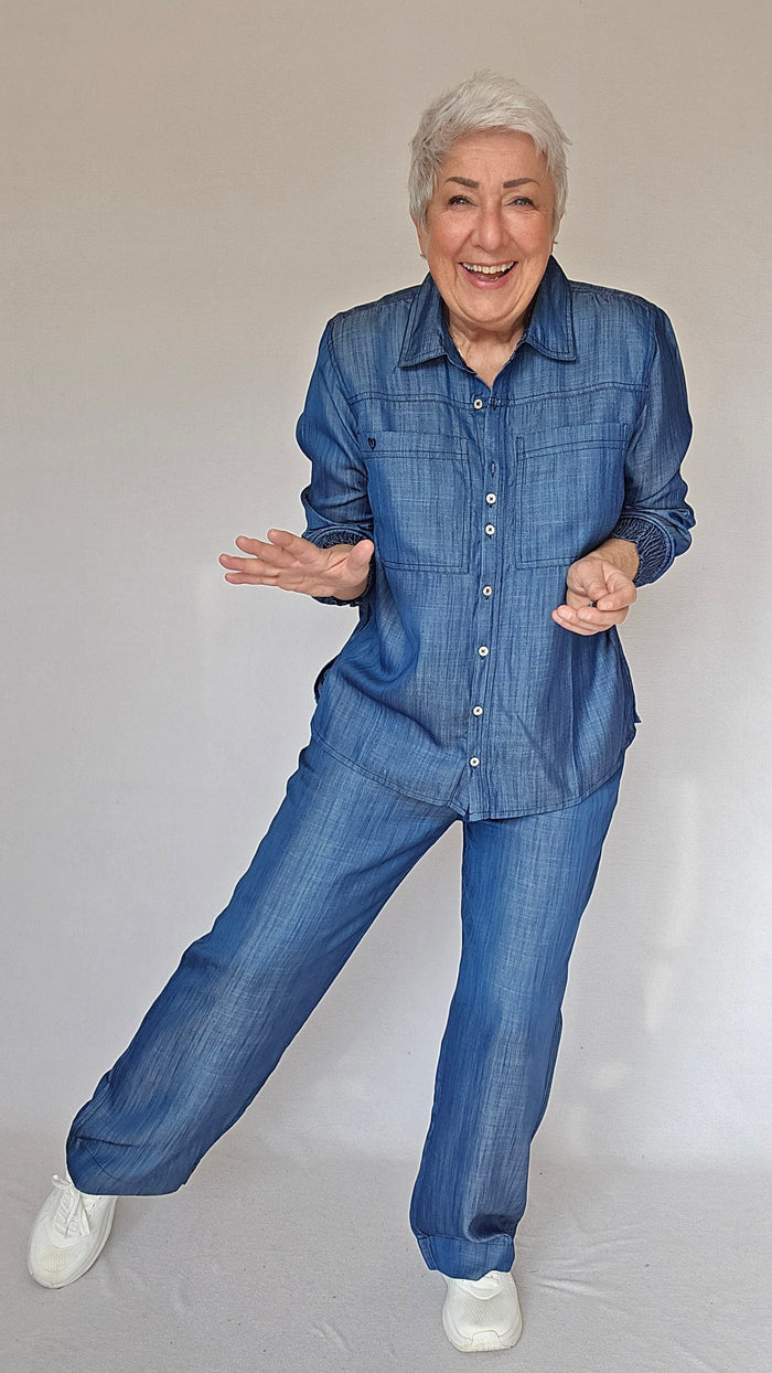 Lundgaard Bluse Lundgaard- Tencel skjorte m/elastisk mansjett kunstkolonialen