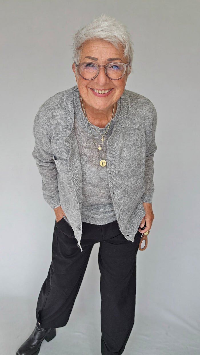 Lundgaard Cardigan S / Grey Melange Lundgaard- Cardigan m/knapper kunstkolonialen