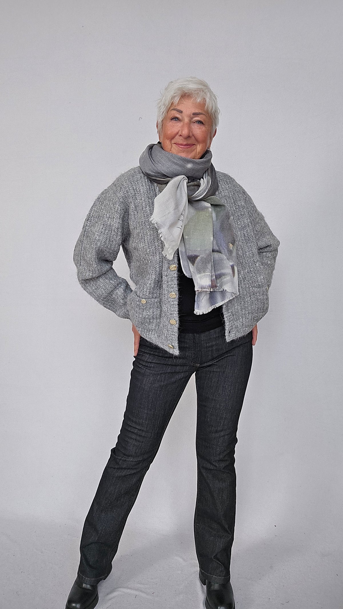 Lundgaard Cardigan S / Grey Melange Lundgaard- Cardigan i alpakka m/gullknapper kunstkolonialen
