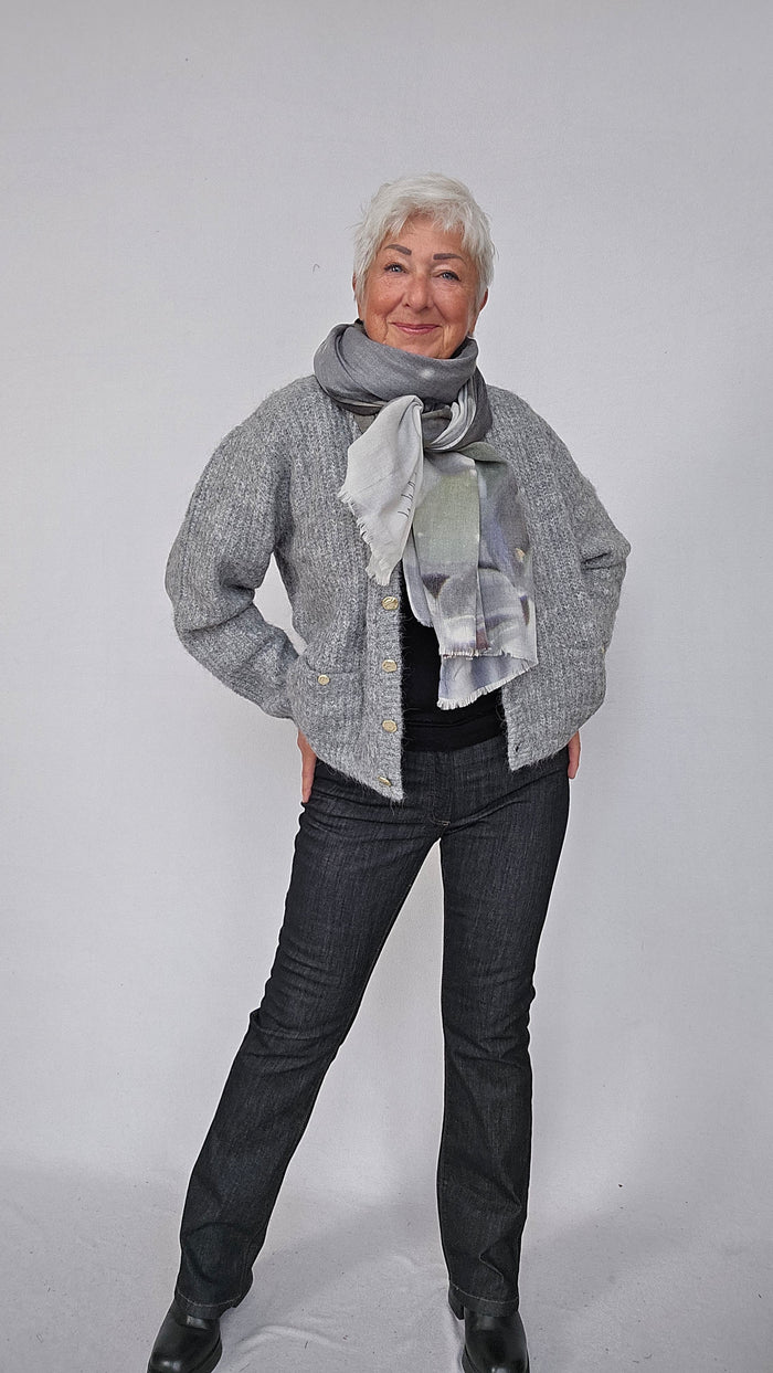 Lundgaard Cardigan S / Grey Melange Lundgaard- Cardigan i alpakka m/gullknapper kunstkolonialen