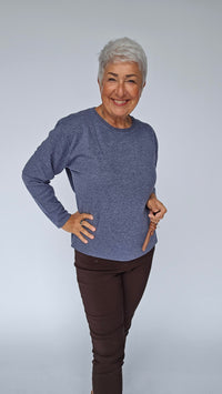 Lundgaard Genser S / Blue Melange Lundgaard- Merino Strikkegenser med rund hals kunstkolonialen