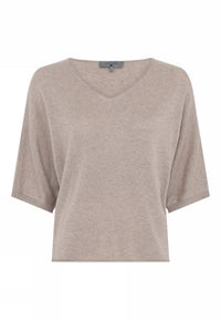 Lundgaard Genser S / Dark sand Lundgaard- Topp med V-hals kunstkolonialen