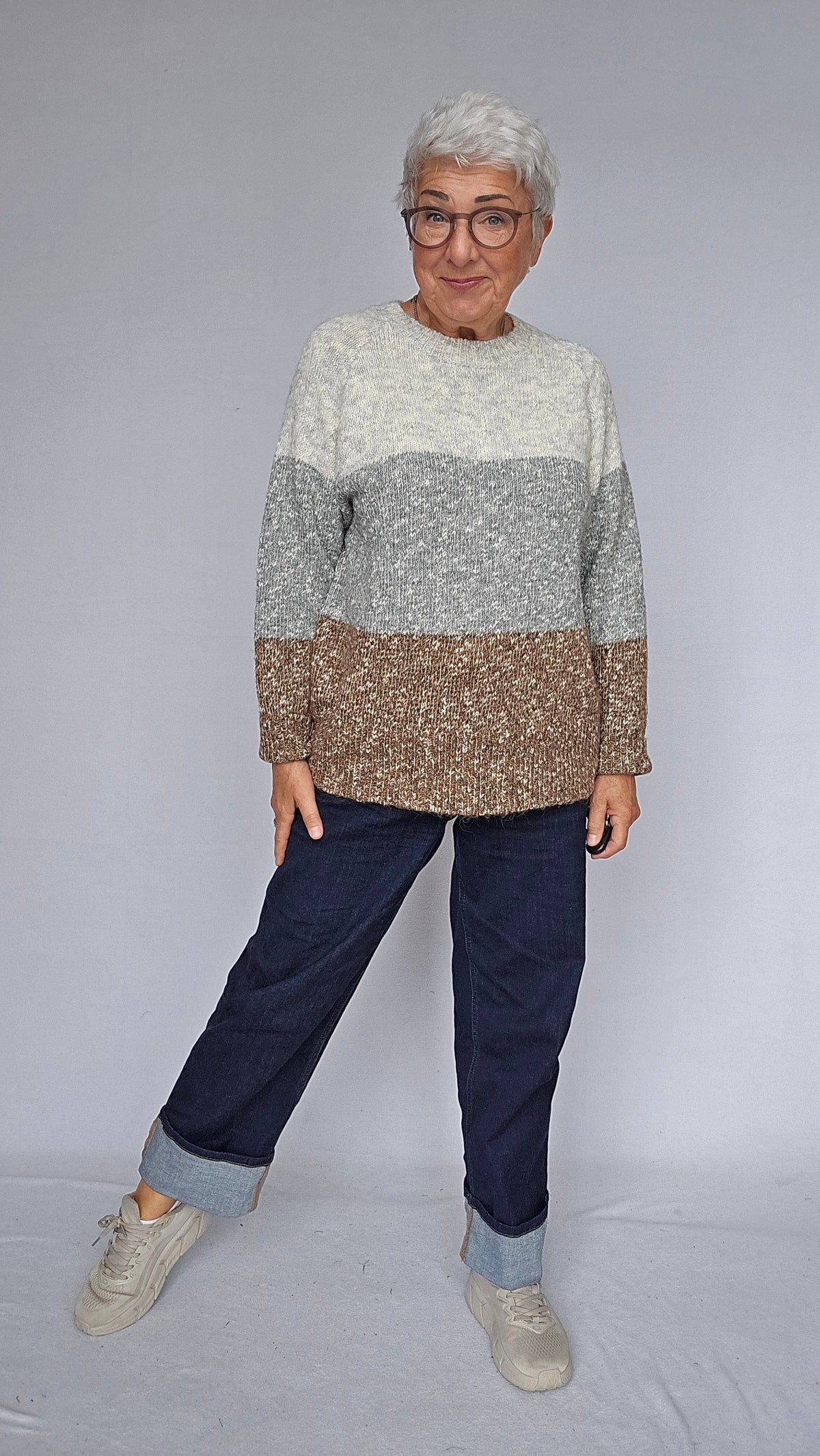 Lundgaard Genser S Lundgaard- Genser i melert strikk m/rund hals kunstkolonialen