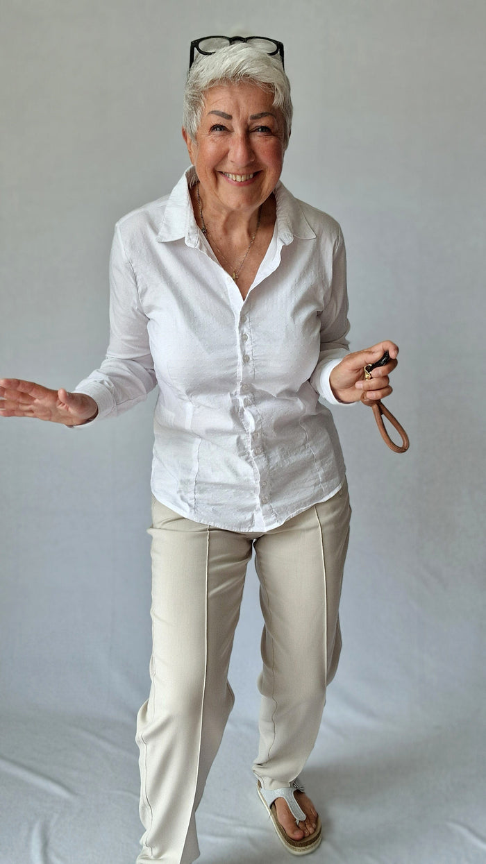 Lundgaard Overdel Lundgaard- Skjorte med stretch, hvit eller lyseblå kunstkolonialen