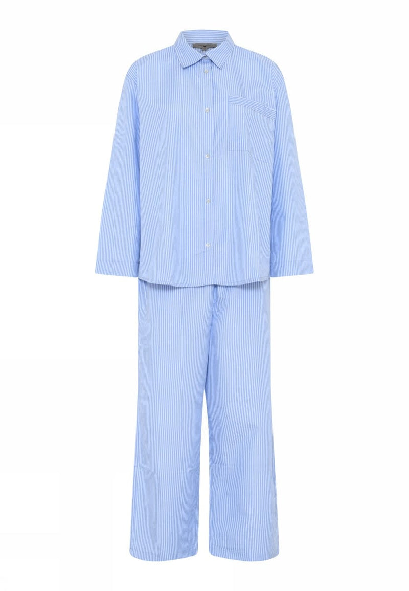 Lundgaard Pysjamas S / Blå/hvit stripete Lundgaard- Pysjamas i bomull kunstkolonialen