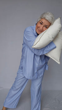 Lundgaard Pysjamas S / Blå/hvit stripete Lundgaard- Pysjamas i bomull kunstkolonialen