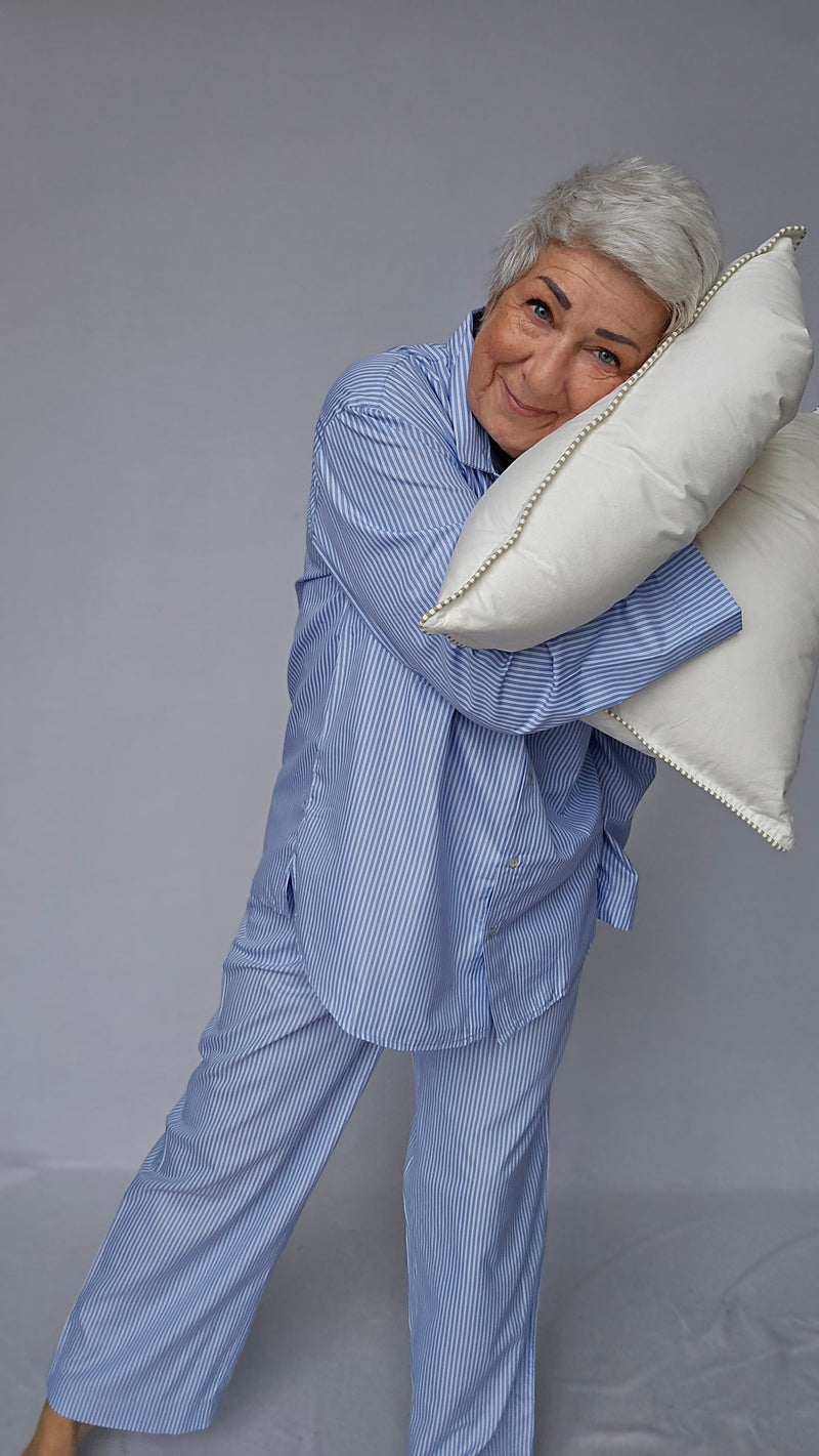 Lundgaard Pysjamas S / Blå/hvit stripete Lundgaard- Pysjamas i bomull kunstkolonialen