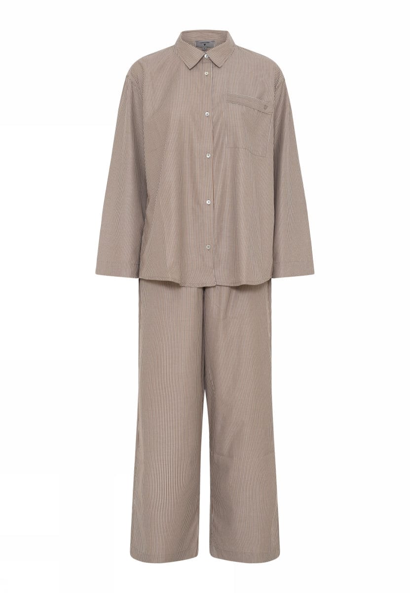 Lundgaard Pysjamas S / Brun/hvit stripete Lundgaard- Pysjamas i bomull kunstkolonialen