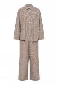 Lundgaard Pysjamas S / Brun/hvit stripete Lundgaard- Pysjamas i bomull kunstkolonialen