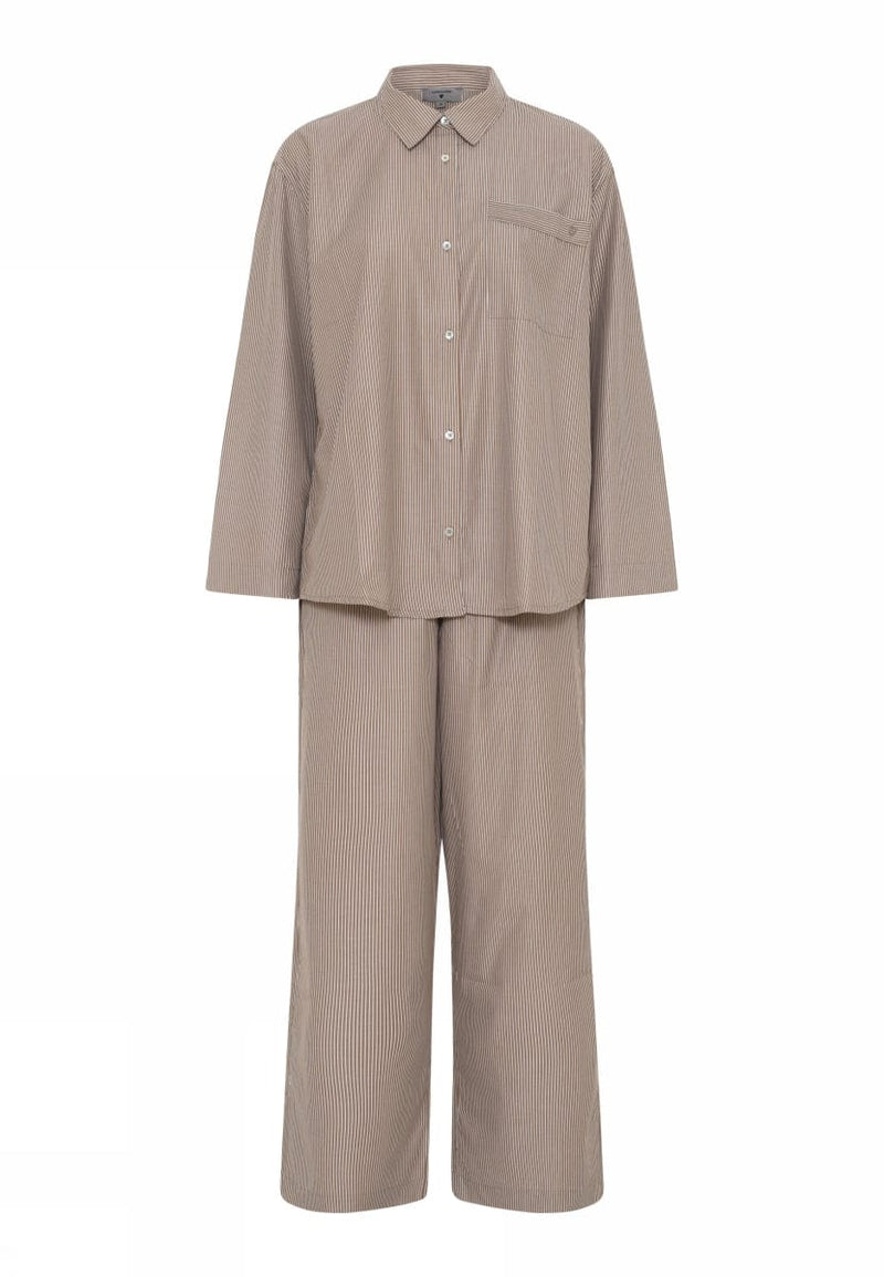 Lundgaard Pysjamas S / Brun/hvit stripete Lundgaard- Pysjamas i bomull kunstkolonialen