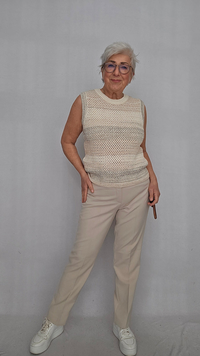 Lundgaard Topp S / Natur/grey Lundgaard- Strikketopp uten ermer kunstkolonialen