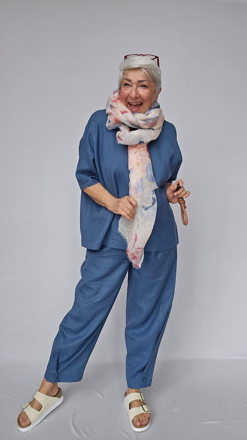 Masai Bukse Ensign blue (lin) / S MASAI- Punna bukse kunstkolonialen