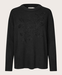 Masai Genser Black / XS MASAI- Fyora ullgenser m/brodert perlemotiv kunstkolonialen