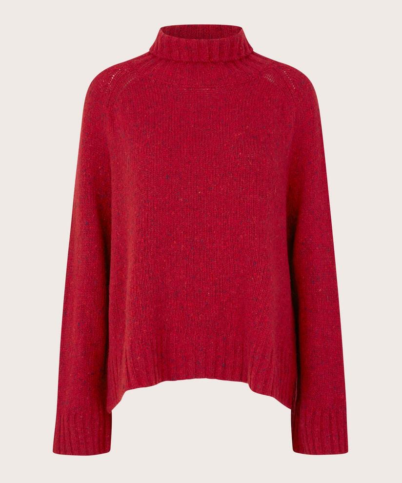 Masai Genser Red Dahlia / S MASAI- Fenoria Strikkegenser m/høy hals kunstkolonialen