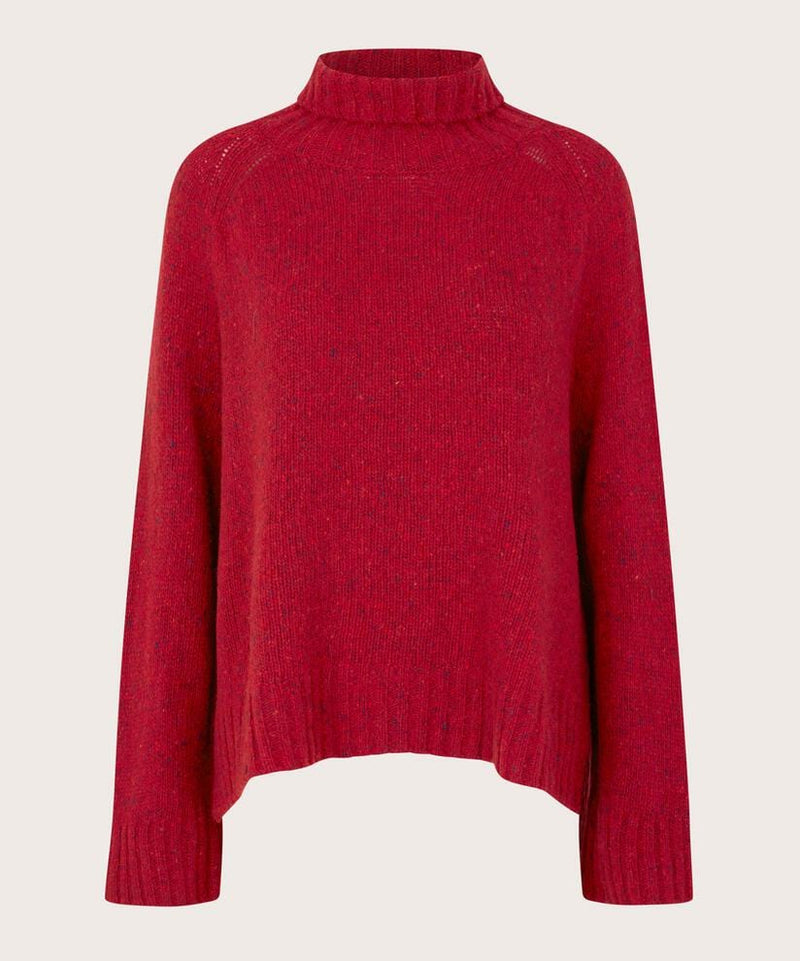 Masai Genser Red Dahlia / S MASAI- Fenoria Strikkegenser m/høy hals kunstkolonialen