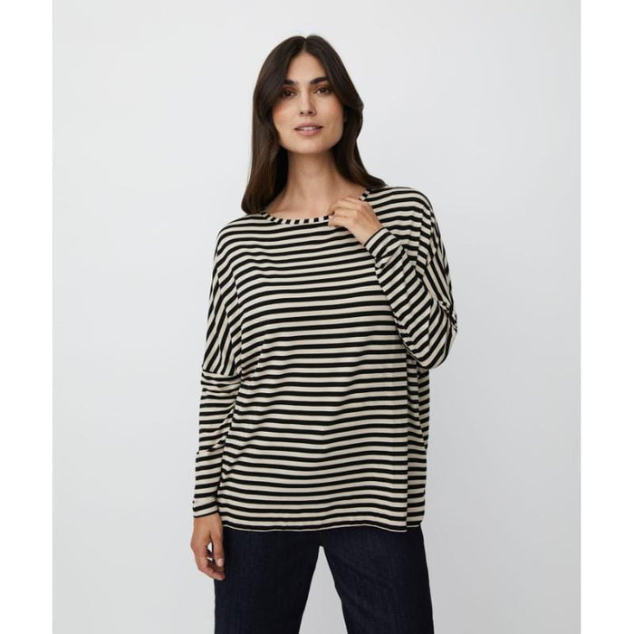 Masai Genser S Masai- Barr Stripete sort/beige oversize genser kunstkolonialen