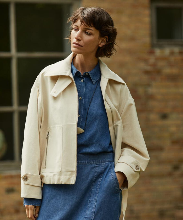 Masai Jakke XS / Oyster White MASAI- Trixion denim jakke kunstkolonialen