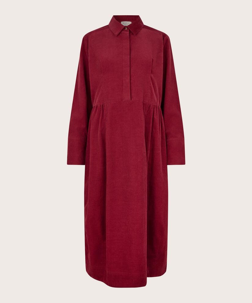 Masai Kjole Tibetan red / S MASAI- Nayo kjole m/krage i babycord kunstkolonialen