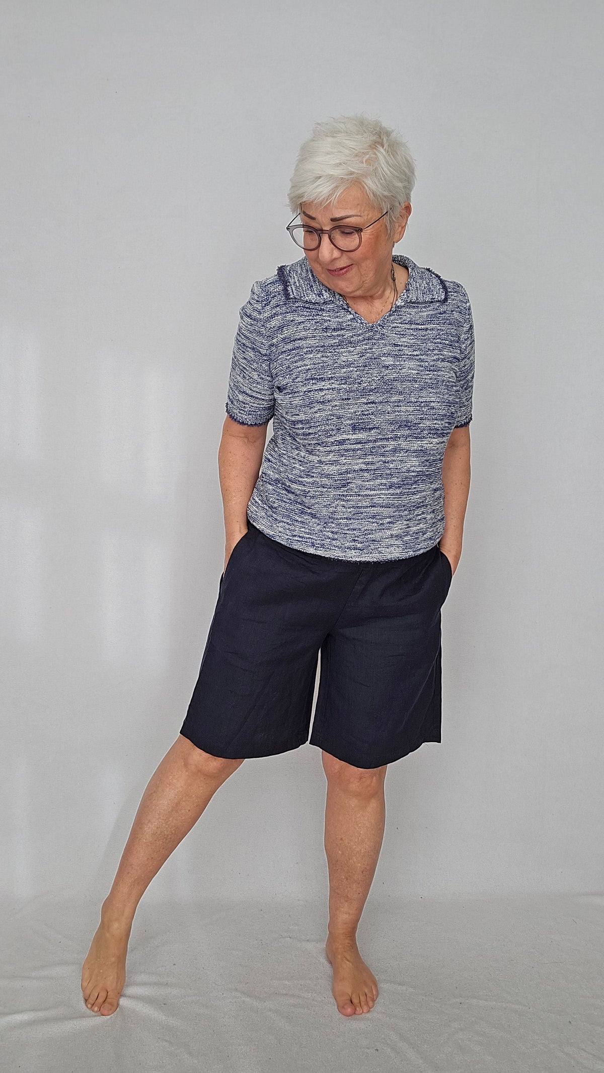 Masai Shorts Navy / S MASAI- Pinja Linshorts kunstkolonialen
