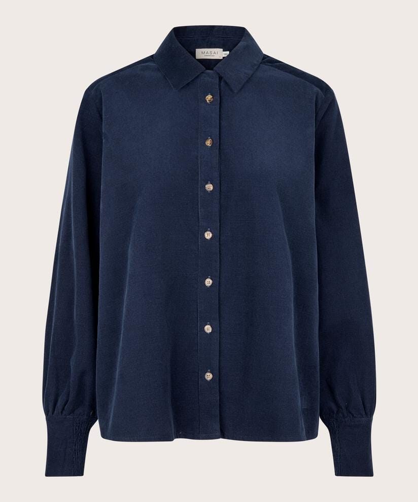 Masai Skjorte Dress blue / S MASAI- Irithiel skjorte i babycord kunstkolonialen