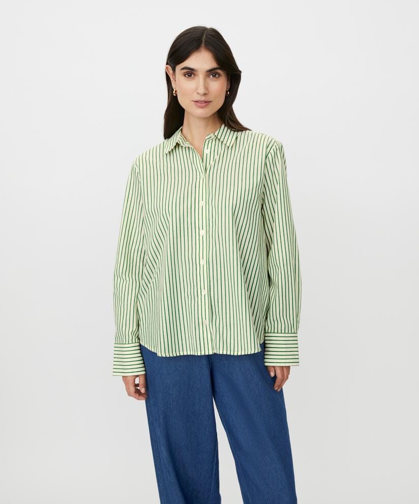 Masai Skjorte S / Offwhite/green MASAI- Iryelle shirt kunstkolonialen