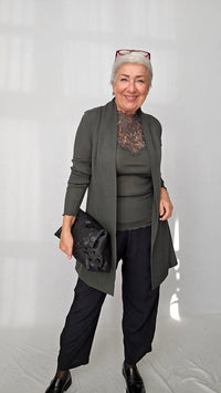 Oscalito Cardigan XS/2 / Mørkegrønn Oscalito- Cardigan ull/silke kunstkolonialen