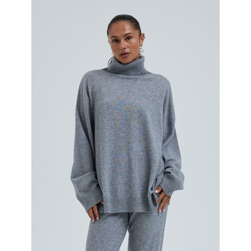 Seamless Basic Genser Ash melange / S Seamless Basic- Cashmere Roll Neck Jumper kunstkolonialen