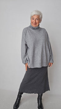 Seamless Basic Genser Ash melange / S Seamless Basic- Høyhalset ullgenser m/kasjmir kunstkolonialen
