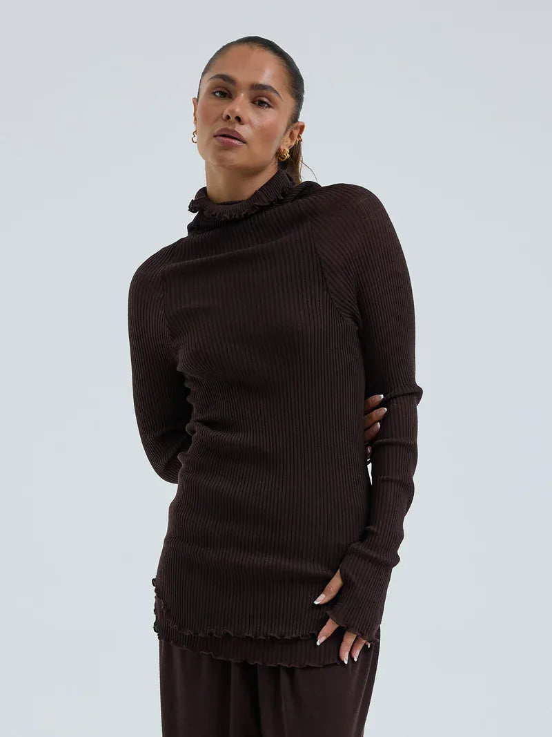 Seamless Basic Genser Dark brown Seamless Basic- Fiori Rollneck Wool kunstkolonialen