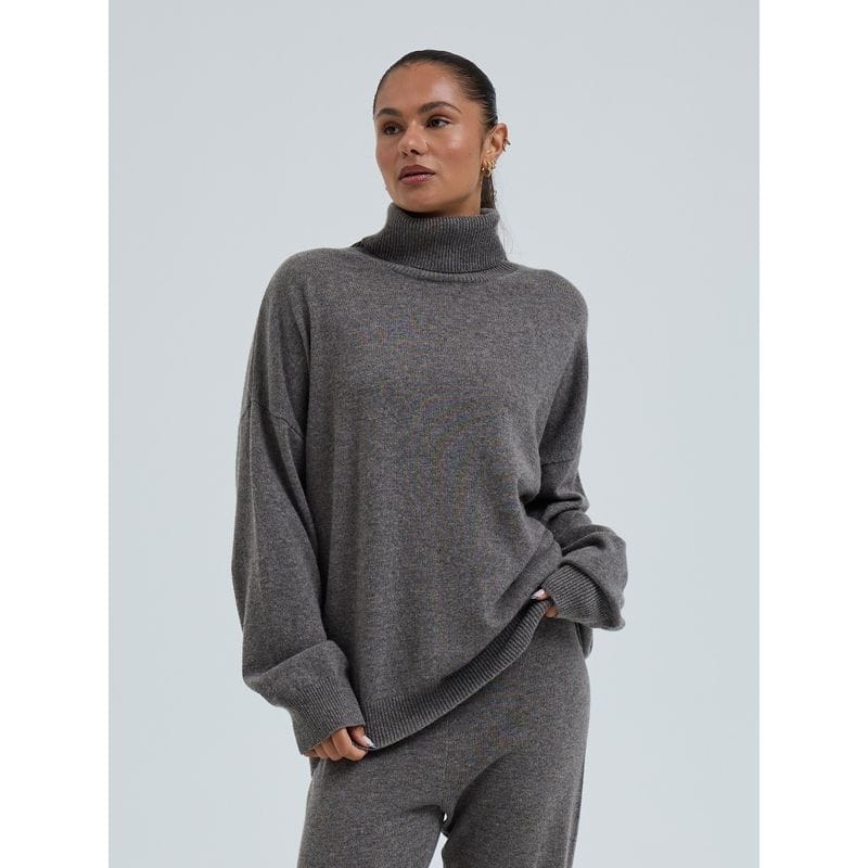 Seamless Basic Genser Heather mushroom / S Seamless Basic- Cashmere Roll Neck Jumper kunstkolonialen