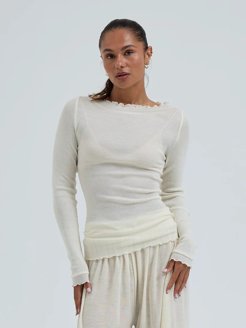 Seamless Basic Genser Off white / S/M Seamless Basic- Wooly boat neck kunstkolonialen