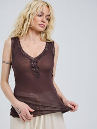 Seamless Basic Tank top Java / S/M Seamless Basic- Tank top m/blonde V-hals kunstkolonialen